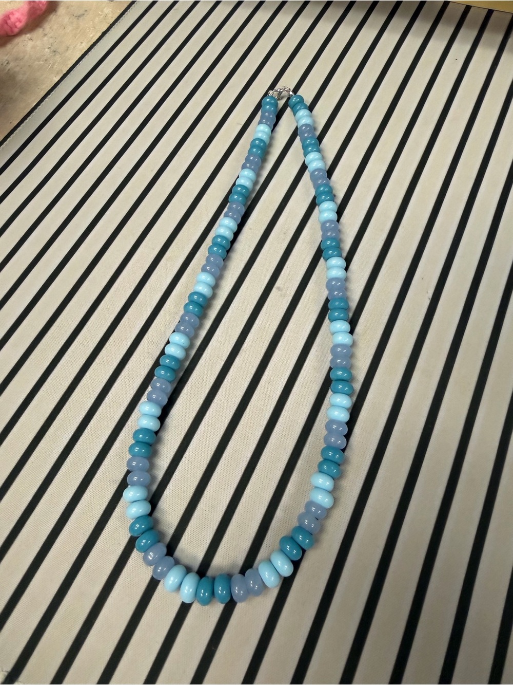 Handcrafted Blue Gradient Beaded Necklace - Unbranded